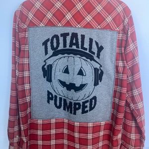 Unisex, Casual, Streetware, Flannel, Handmade, Redesigned Graphic